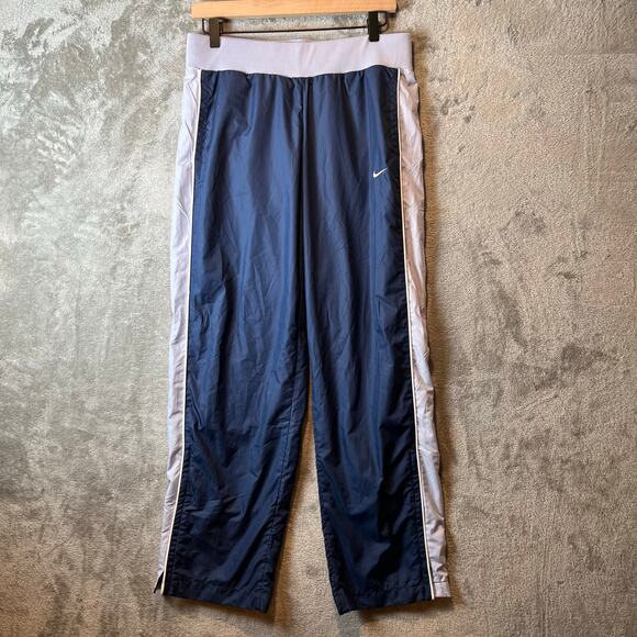 Vintage Nike 2000s Navy Nike Track Pants Y2k Size Small Athleisure Streetwear - Picture 1 of 7